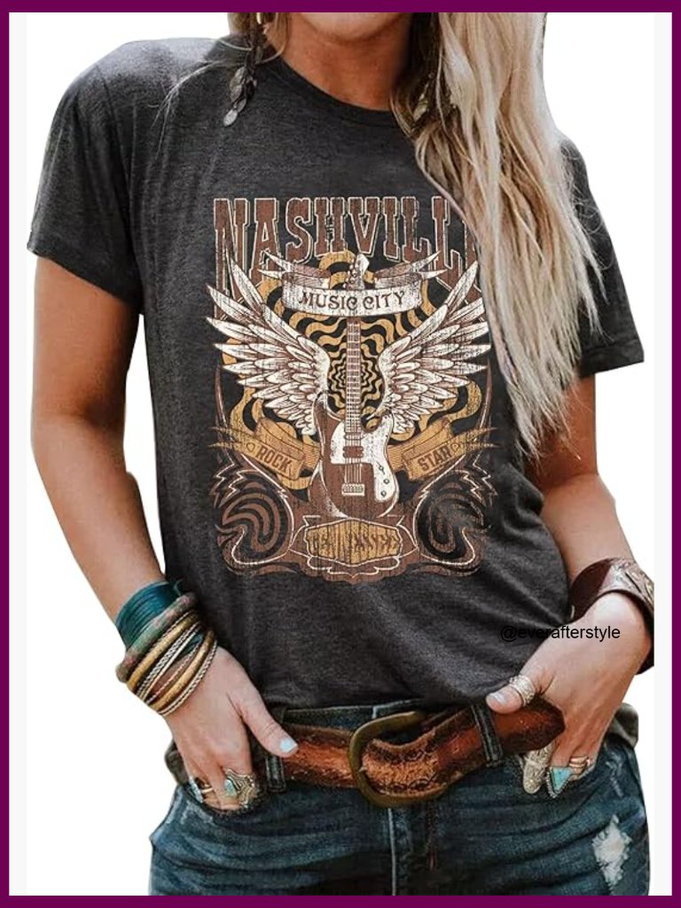 Vintage Music City Country Concert Graphic TShirt
